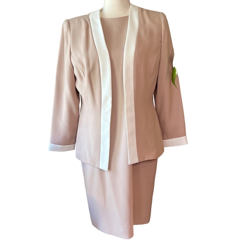 Vintage Brownstone 80s dress with jacket suit color camel size 8 EUC